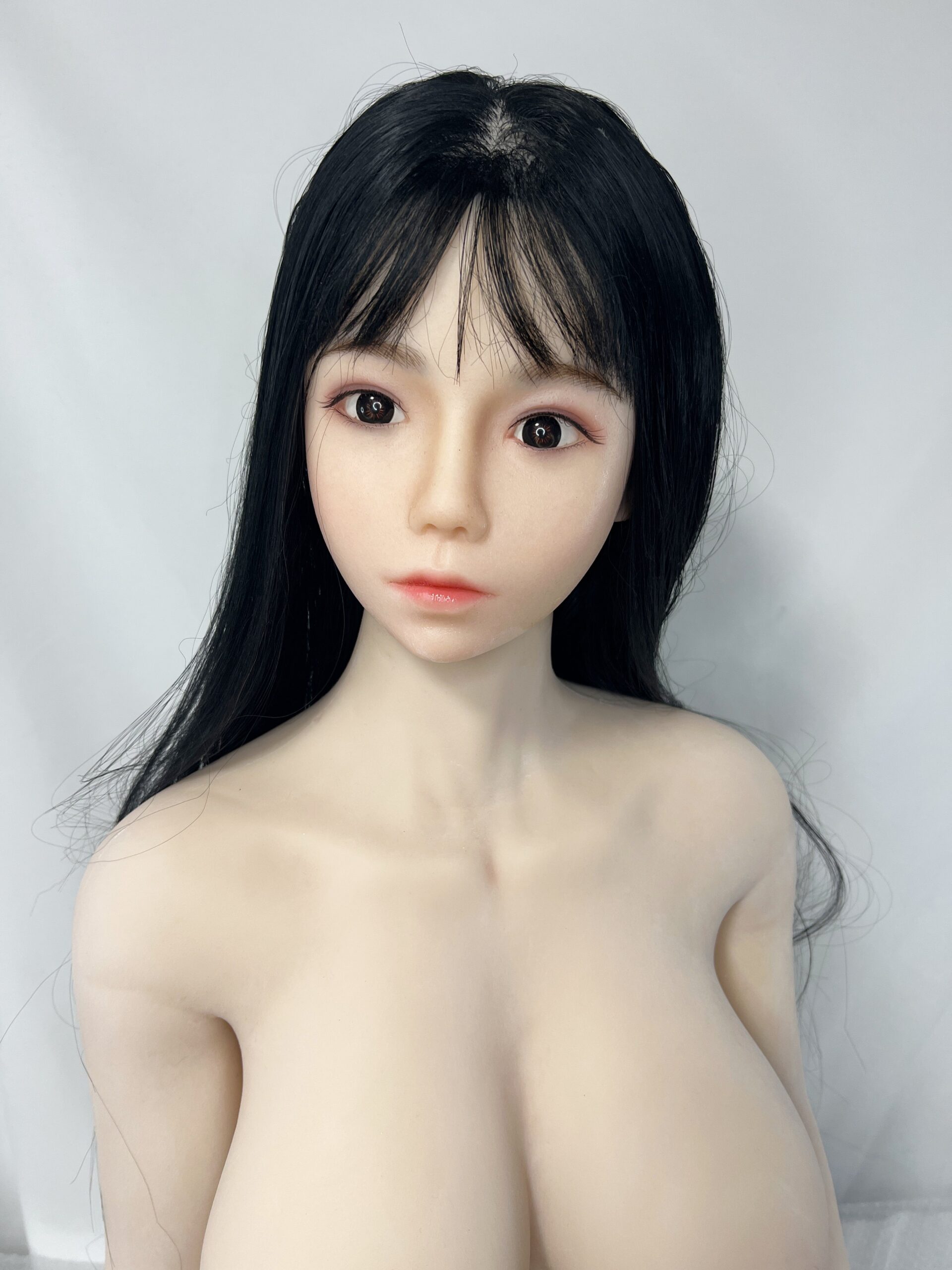 【中古】フルシリコンドール 植毛硬質ヘッド ホール一体型 指骨格 ゼリー胸 自立加工有 約140cm DF5491 - 画像 (4)