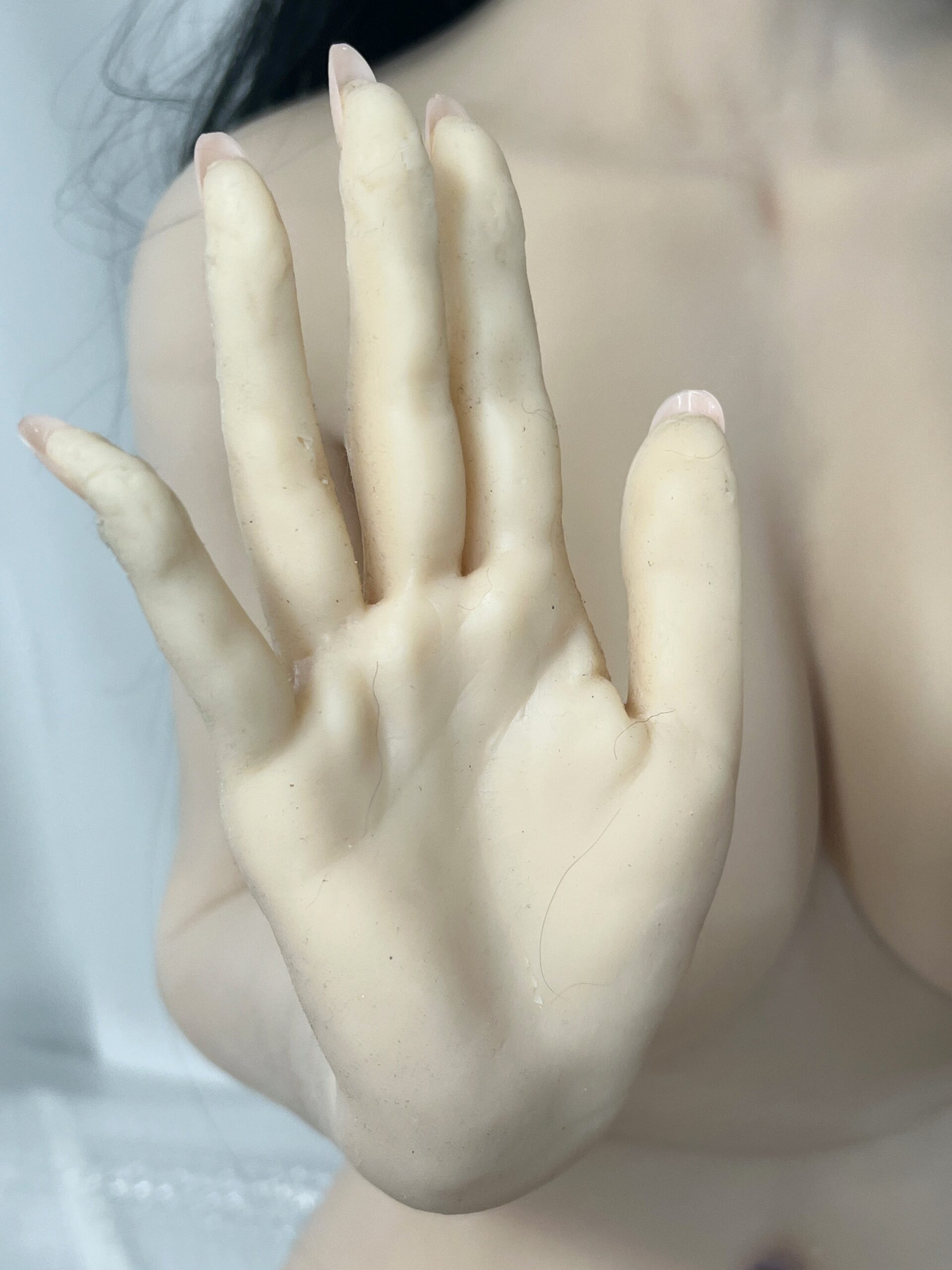 【中古】フルシリコンドール 植毛硬質ヘッド ホール一体型 指骨格 ゼリー胸 自立加工有 約140cm DF5491 - 画像 (10)