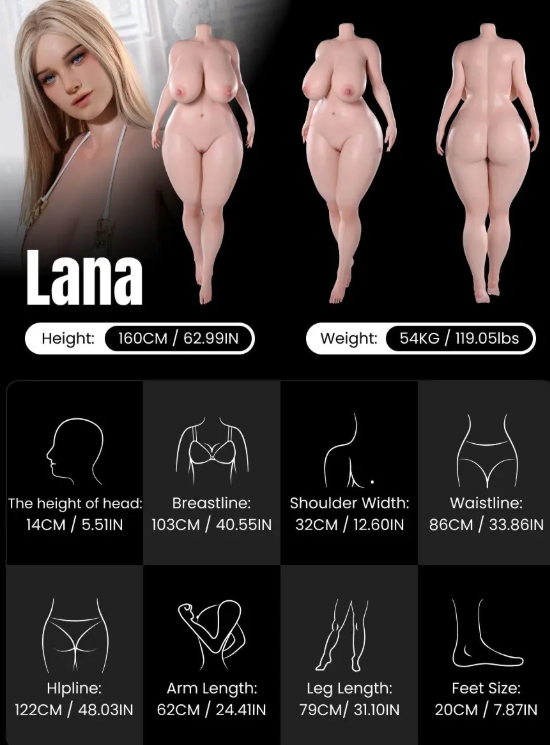 【新品・未開封品】MRLDOLL Lana フルシリコンドール 爆乳 ホール一体型 ゼリー胸 指骨格 約160cm DF5742 - 画像 (5)